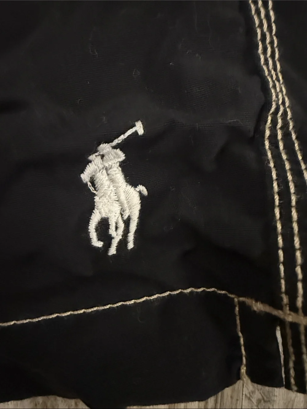 Polo by Ralph Lauren Black Men’s Swim Board Shorts with Contrast Stitching